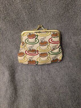 New! John Weitz Change Purse With Coffee Graphics
